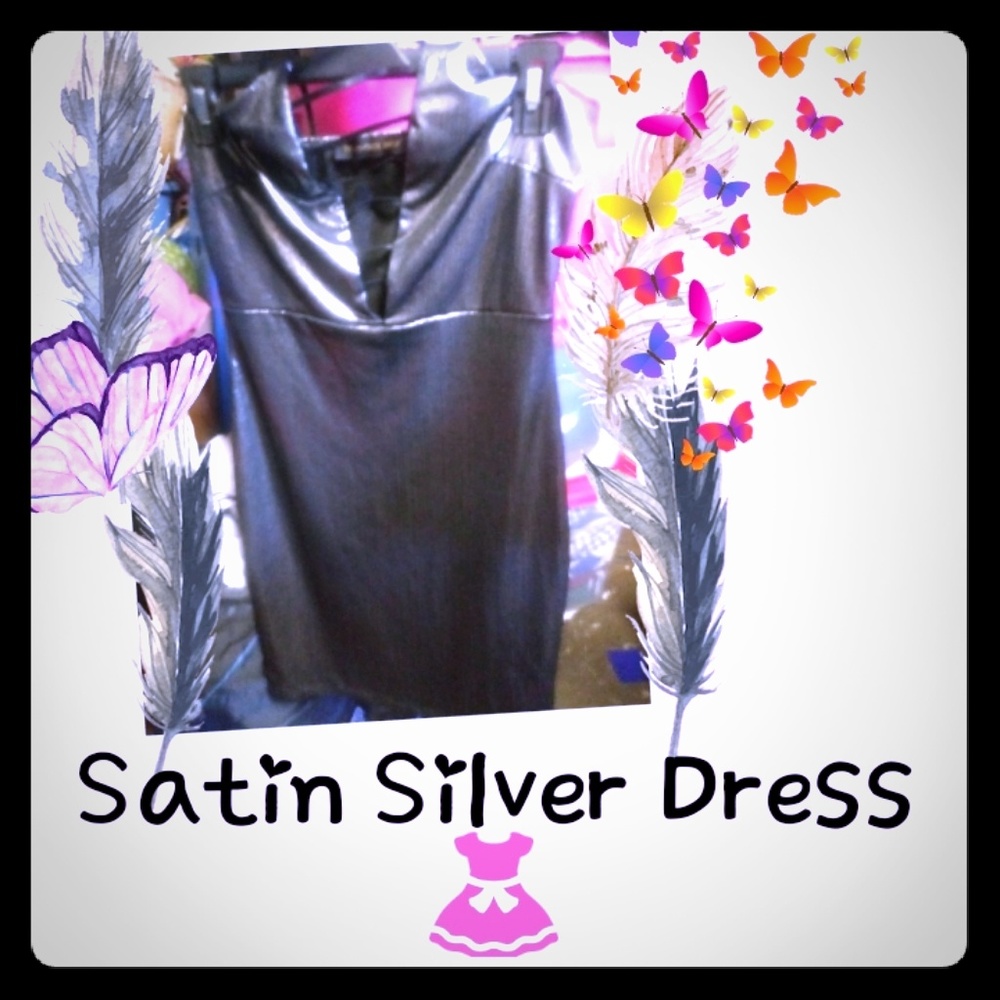 Silver Satin Dress👗
